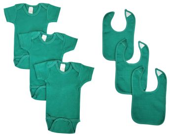 Unisex Baby 6 Pc Onezies and Bibs (Color: green, size: Newborn)