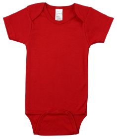 Red Interlock Short Sleeve Bodysuit Onezie (Color: Red, size: small)