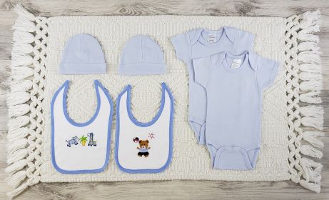 6 Pc Layette Baby Clothes Set (Color: Blue, size: medium)