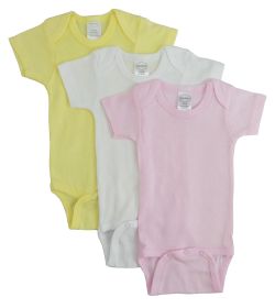 Pastel Girls Short Sleeve Variety Pack (Color: Pink/Yellow/White, size: Newborn)