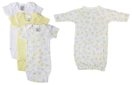 Unisex Baby 4 Pc Layette Sets (Color: White, size: large)