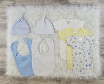 7 Pc Layette Baby Clothes Set (Color: White/Pink/Yellow, size: medium)