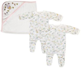 Girl Closed-toe Sleep & Play (Pack of 3 ) (Color: White/Pink, size: small)