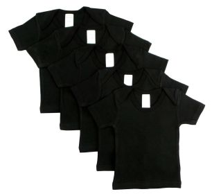 Black Short Sleeve Lap Shirt (Pack of 5) (Color: Black, size: 43435)