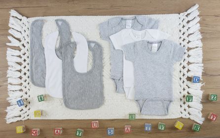 6 Pc Layette Baby Clothes Set (Color: Grey/White, size: large)