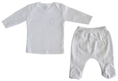 White Interlock Long Two Piece Set (Color: White, size: small)