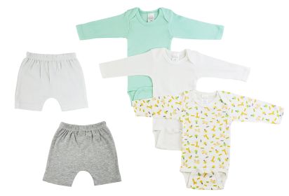 Infant Boys Long Sleeve Onezies and Shorts (Color: White/Grey, size: small)