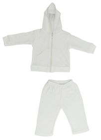 White Interlock Sweat Pants and Hoodie Set (Color: White, size: small)