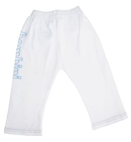 Boys White Pants with Print (Color: White, size: small)