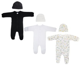 Unisex Closed-toe Sleep & Play with Caps (Pack of 6 ) (Color: White/Black, size: small)