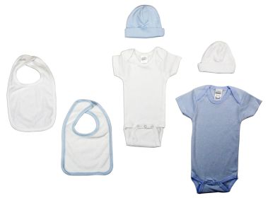 Boys 6 Piece Layette Set (Color: White/Blue, size: medium)