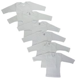White Long Sleeve Lap T-shirts  6 Pack (Color: White, size: medium)
